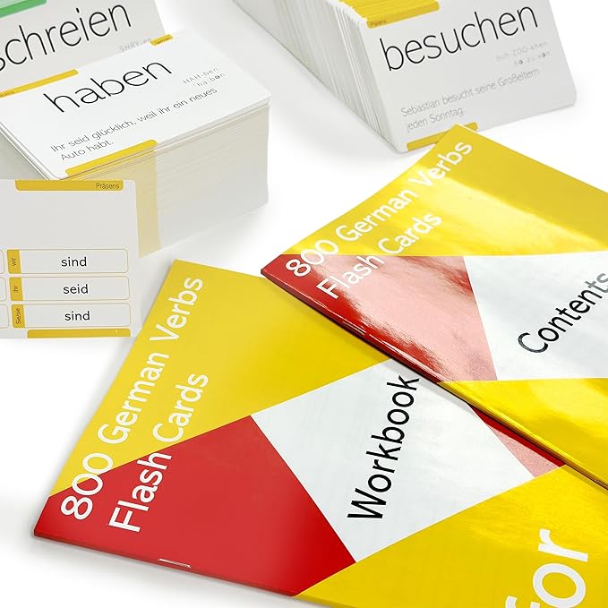 Pat's Flash Cards 800 German Verb Conjugation Flash Cards – 9 Tenses with Pronunciations & IPA | Color-Coded by Tense | Beginner to Advanced