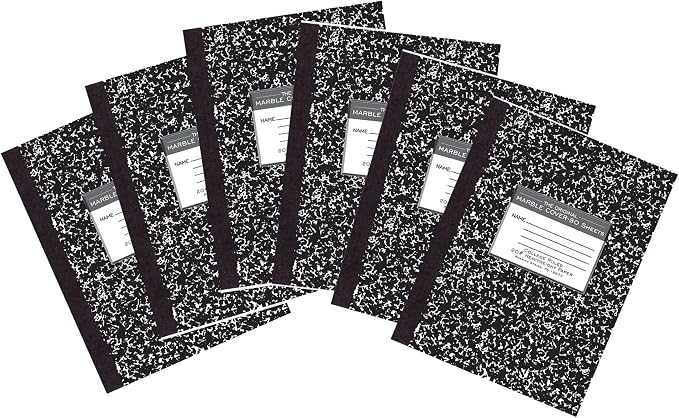 ROARING SPRING Signature Collection Composition Notebook, 6 Books, Hardcover, College Rule, 20# Premium Paper, 80 Sheets/160 Pages, 10.25" x 7.88", Made in USA
