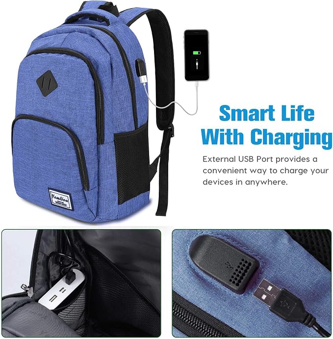 YAMTION Men's and Women's Computer Backpack with USB Charging for Travel Campus Business 35L