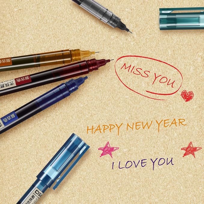 Frienda 12 Pcs Rolling Ball Pen 0.5 mm Japanese Pen,Chic Colors