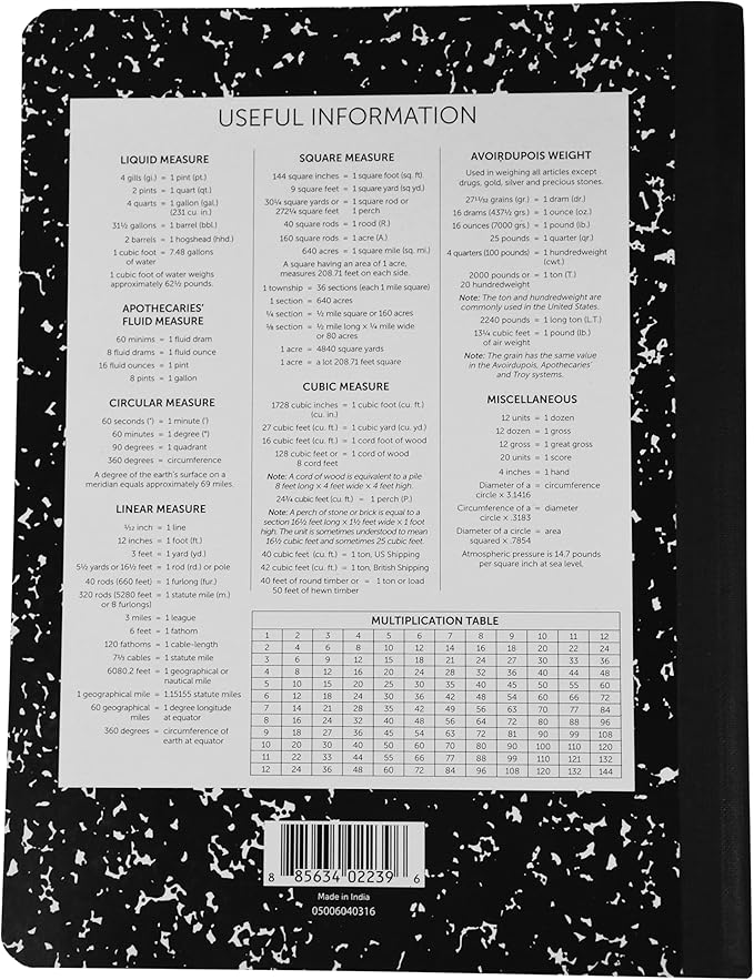 School Smart Hard Cover Composition Book, Unruled, 9-3/4 x 7-1/2 Inches, 100 sheets