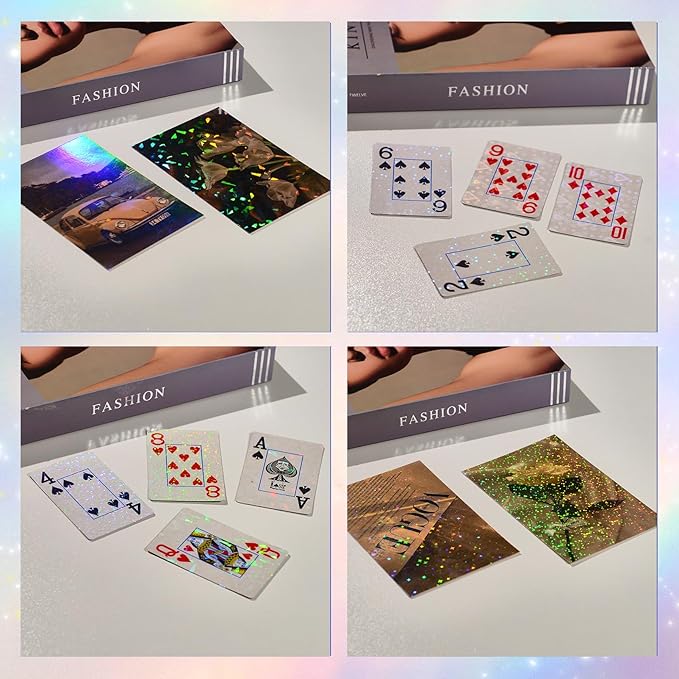 36 Sheets Holographic Laminating Sheets, 8.5x11 Inch Clear Holographic Sticker Paper with Self-Adhesive Waterproof Vinyl Overlay, 6 Patterns Transparent Laminate Film for DIY Stickers, Photos, Crafts