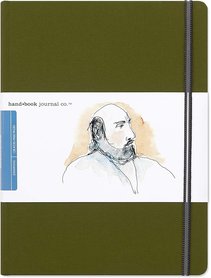 Travelogue Drawing Book, Grand Portrait 10-1/2 x 8-1/4, Cadmium Green Artist Journal