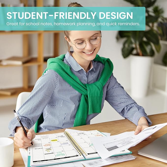 Planner 2026-2027, 8.5" x 11" Weekly and Monthly Academic Year Planner Calendar, July 2026 - June 2027, Hardcover Large School Planning Agenda With Tabs, Perfect for School & Office Supplies, A4, Aquamarine