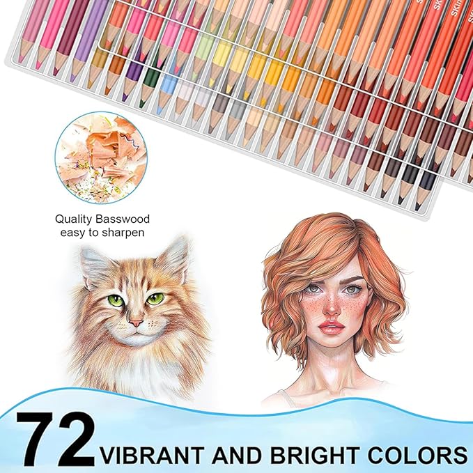 LBW 72 Skin Tone Colored Pencils for Adult Coloring Pencils, Oil Based Soft Core Professional Color Pencils Set for Artists Beginners Drawing Coloring Sketching Blending
