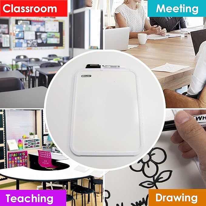 BAZIC Products Dry Erase Lap Board & Marker, 8.5x11 Inch Whiteboards Small Portable for Teacher Memo Drawing, 12-Pack
