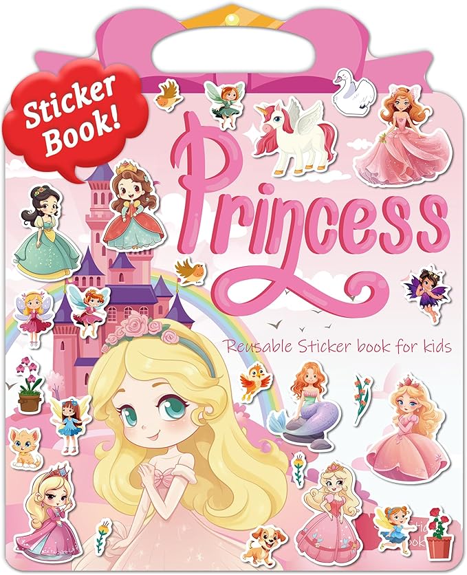 Benresive Reusable Sticker Book for Toddlers, Travel Stickers for Kids, Toddler Crafts Activities Toys, Birthday Gifts for Boys & Girls - Princess