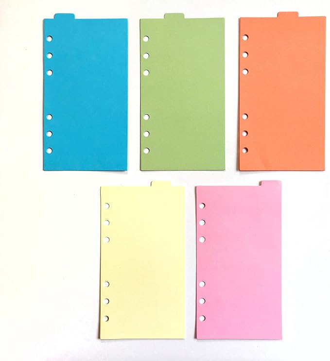 Zelten Refills/Loose Leaves for A6 Cover Ring Binder/Personal Organizer/Planner(A6 6 Holes, Divider Vertical Colored Paper)