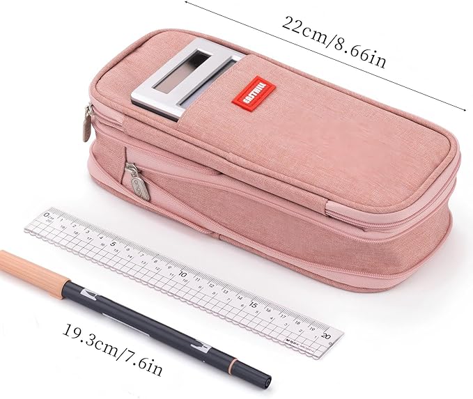 EASTHILL Big Capacity Pencil Case Large Pencil Pouch Stationery Pen Bag for Teen Girls-Deep Pink