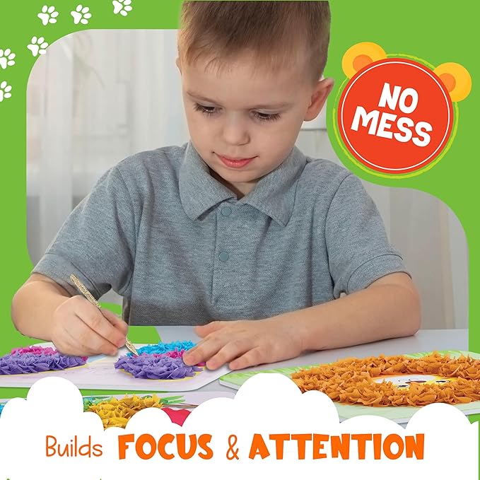 jackinthebox Poke Poke Art – Animals Theme, Mess-Free Fabric Art and Craft, Flower Pressing Kits, Gift for Kids, Gift for Girls and Boys Ages 4 5 6 7 8