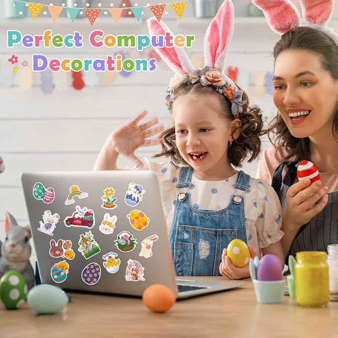 OHOME Easter Stickers | 120 PCS Egg Bunny Stickers for Kids -Easter Egg Stuffers - Vinyl Easter Games Crafts Activities Party Favors Basket Stuffers - Kids Gifts for Boys Girls