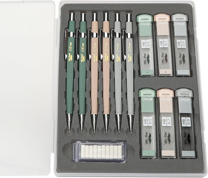 Mr. Pen- Mechanical Pencil Set with Lead and Eraser Refills, 6 Pack | 3 Sizes, 0.5mm, 0.7mm, 0.9mm, Sketching Pencils, Drafting Pencil, Drawing Mechanical Pencils