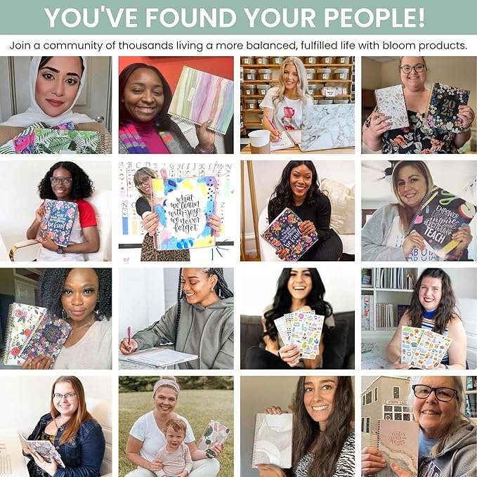 bloom daily planners 2026 Planner (January - December) Calendar Year Organizer - 5.5” x 8.25” - Weekly & Monthly Agenda Book with Stickers & Bookmark - Checkered