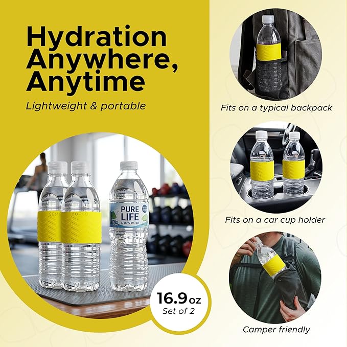 Copco Hydra 16.9 oz Water Bottle, Set of 2 – Leak Proof, BPA Free Tritan, Dishwasher Safe, Twist-Open Body, Non-Slip Silicone Grip, Ideal for Gym & Office & Outdoor Activities (Yellow)