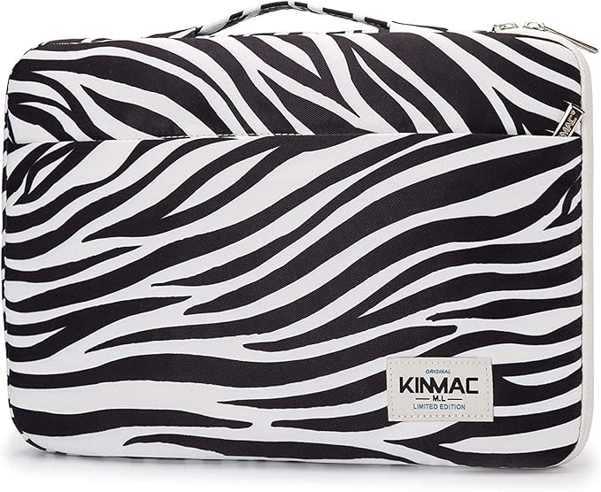 Kinmac 360 Degree Protective Laptop Sleeve Case Bag with Handle for MacBook Air 15 inch and 15 inch-15.6 inch HP Lenovo Dell ASUS Acer Notebook Computer (Zebra)