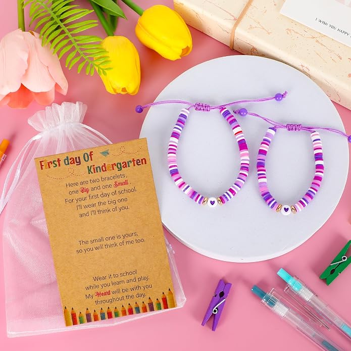 Back to School Supplies, First Day of Kindergarten Bracelet, Back to School Bracelet Mommy and Me, Prek Matching Wish Bracelets Set, Adjustable Bracelet for Boys Girls Gifts Stuff Bulk