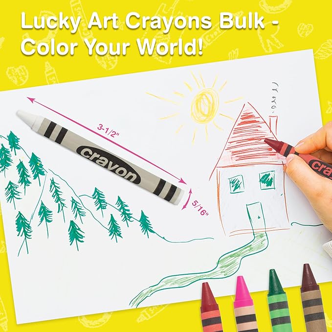 Lucky Art White Crayons Bulk - 80 Count Regular Size Single Color Crayon Refill, Non-Toxic Art Supplies for Teachers, Classrooms and School Projects