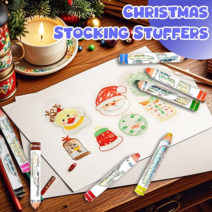 nsxsu Wooden 3 in 1 Jumbo Colored Pencils for Toddlers & Kids, Chunky Washable Crayons, Fat Triangular Coloring Pencil with Sharpener, Easter Basket Stuffers, Easy-Grip Birthday Party Favor