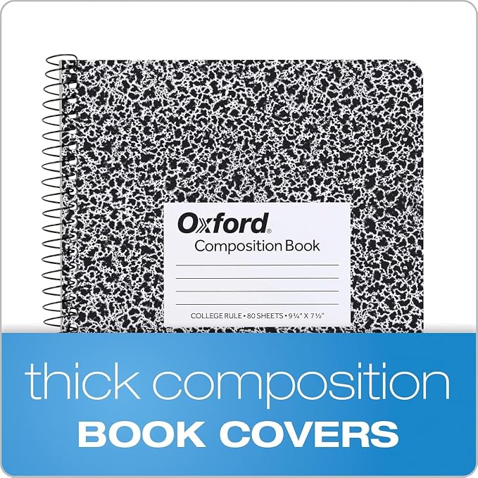 Oxford 4 Pack Marble Spiral Composition Notebook, College Ruled Notebook