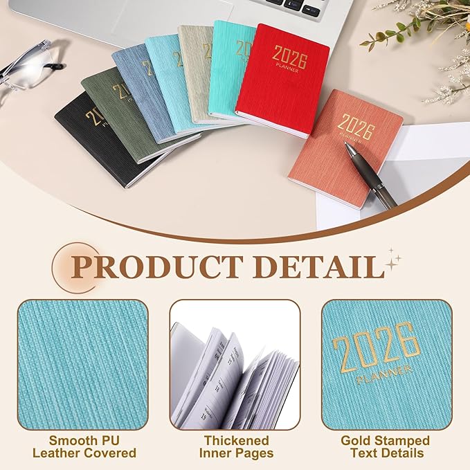 PATIKIL 2026 Daily Planner Notebook, 4.2 x 3.1" 64 Sheets Undated to Do List Daily Weekly Monthly Goals Pocket Notebook for Office Home Study Work Weeding Time Management, Blue