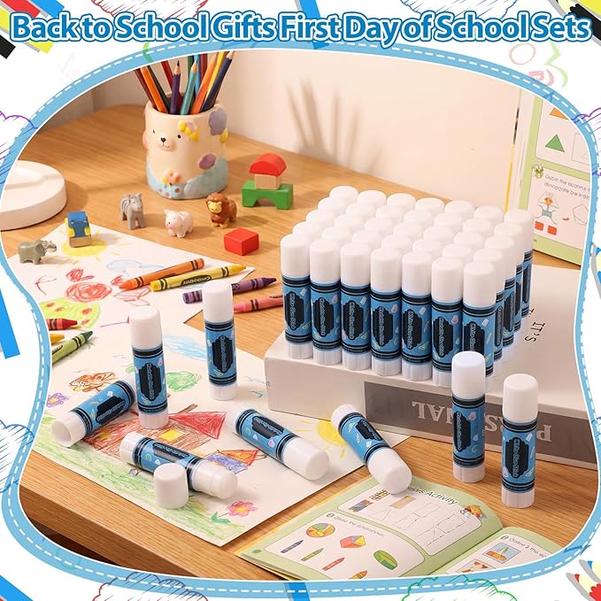 Zubebe 200 Pcs White Glue Stick Bulk Back to School Gifts First Day Sets 0.32 oz Washable Glue Stick for Crafts Home Classroom Prize Party Supplies Scrapbooking Crafting Supplies (Crayon)