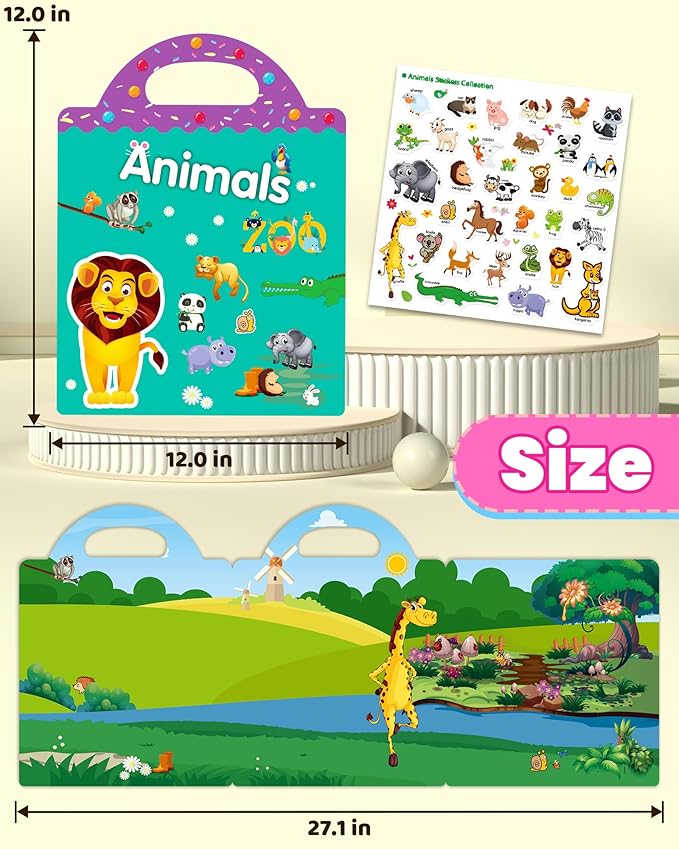 Walenced Reusable Sticker Book for Toddlers, Travel Stickers for Kids, Toddler Craft Activities Toys, Birthday Gifts for Boys & Girls