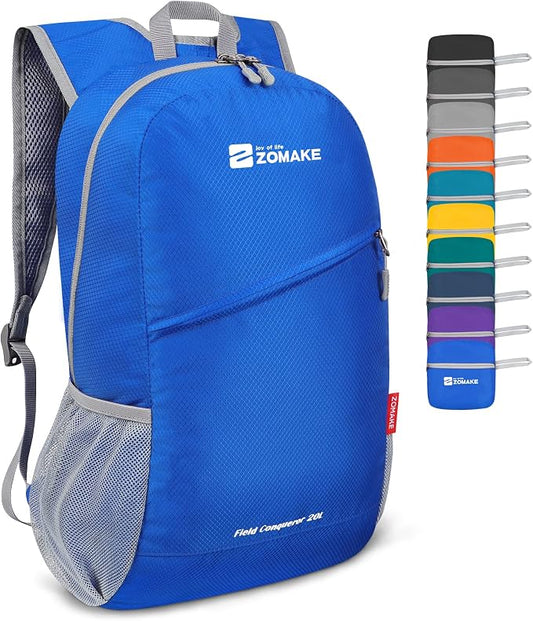 ZOMAKE Lightweight Packable Backpack 20L, Foldable Small Daypack for Hiking | Water Resistant Backpacks Day Bag for Travel Outdoor Camping Sport, Everyday Carry, Multi Compartment Storage(Dark Blue)