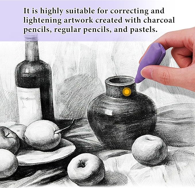 Smilo 8-Pack Purple Kneaded Erasers | Moldable & Dust-Free Putty Eraser | No Smudge Art Eraser with Case for Drawing