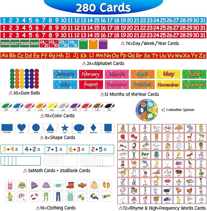 Torlam Circle Time Learning Center, Kindergarten Preschool Classroom Must Haves, Kids Calendar Pocket Chart Color Season Counting Letter Ten-Frame Set Weather Chart, Toddler Learning Activities