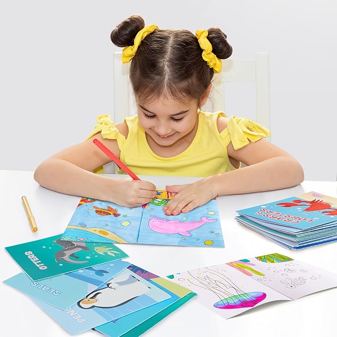 JOYIN 24 Pack Ocean Coloring Books for Kids, Bulk Sea Animal Mini Coloring Activity Books for Mermaid Fish Party Favors Birthday Party Gifts, Classroom Goodie Bags Stuffers Boys Girls