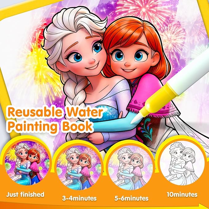 ZHOC Reusable Water Painting Books for Kids – 2 Pack Magic Water Reveal Coloring Books with Water Pens (Ice World & Mermaid) No-Mess Coloring Book Fun Travel Activity for Ages 3 4 5 6 7 8