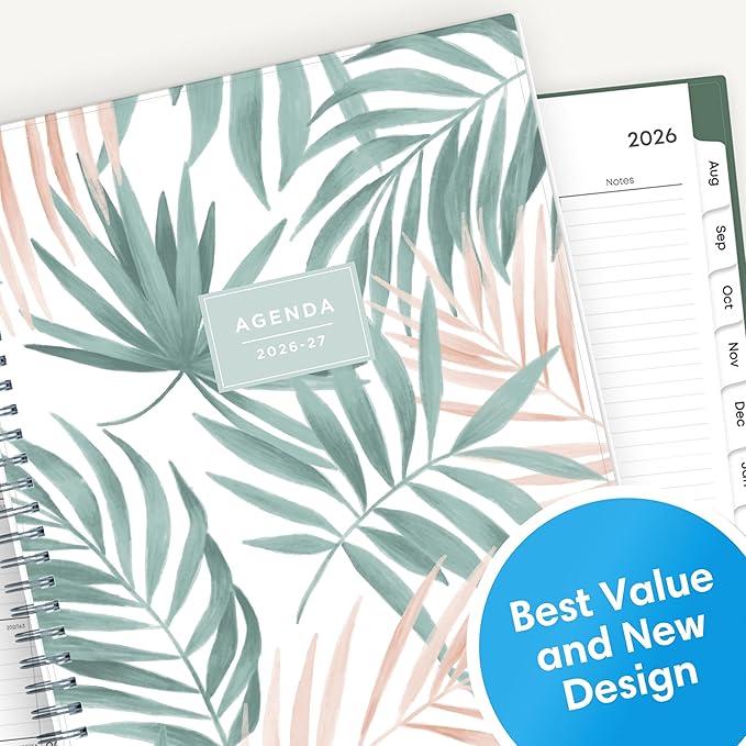 Blue Sky 2026-2027 Weekly and Monthly Academic Year Planner Calendar, July 2026 - June 2027, 8" x 10.875", Flexible Cover, Wirebound, Laminated Tabs, Seychelle