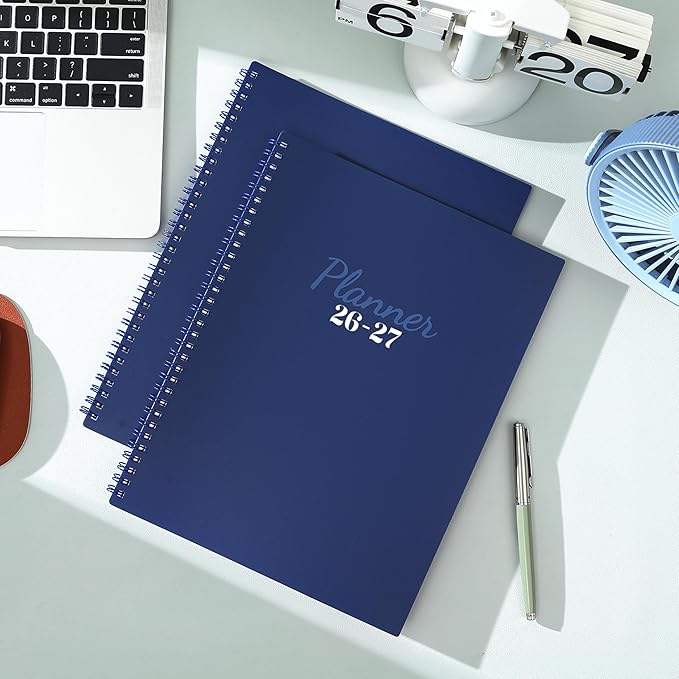 2026-2027 Planner - 2026-2027 Planners Weekly and Monthly, JUL. 2026 - JUN. 2027 11'' x 9'', Planner 26-27 with Colorful Tabs, Premium Paper, Twin-wire Binding - Classic Navy Blue