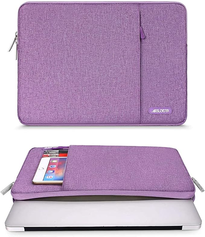 MOSISO Laptop Case 13.3 inch, 13-13.3 inch Laptop Sleeve Compatible with MacBook Air/Pro 13/Pro 14 M5 M4 M3 M2 M1, HP Dell ASUS Lenovo,Polyester Vertical Computer Sleeve Bag with Pocket, Light Violet