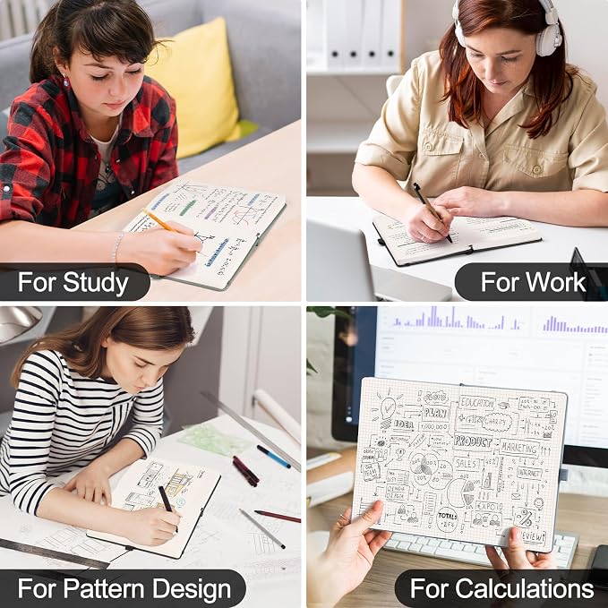 EMSHOI Graph Grid Journal Notebook, 320 Pages, A5 Size (5.7'' x 8.3'')