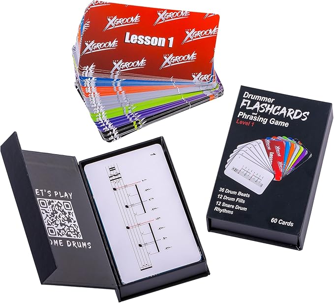 Drummer Flashcard & Video System – Learn Drum Beats, Fills & Stick Control Faster Than a Book | 60 Color-Coded Cards + Video Demonstrations + Audio Loops | Beginner to Intermediate