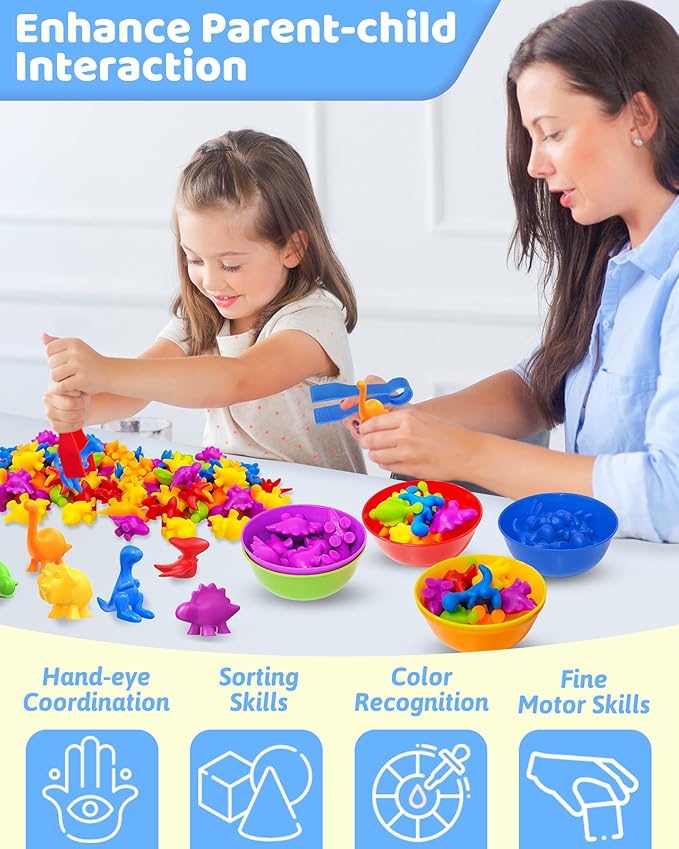Oomloid Counting Dinosaurs Montessori Toys for 3 4 5 Years Old Boys Girls, Preschool Learning Activities Kindergarten Educational Sensory Toys Gifts for Kids Toddlers Ages 3-5, 4-8