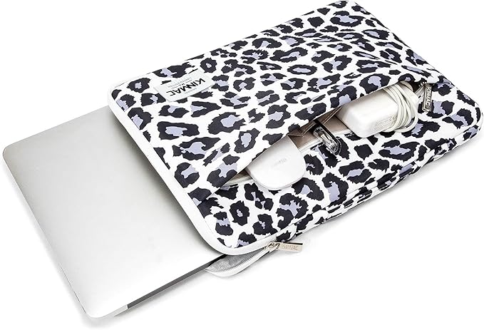Kinmac 360deg Protective Water Resistant Laptop Case Bag Sleeve with Handle (Leopard, 13.5 inch-14 inch)