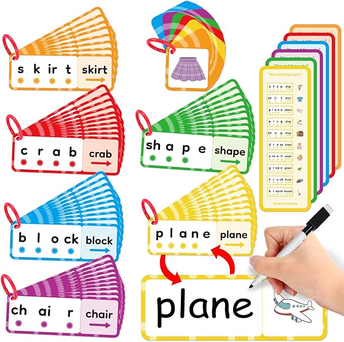 Kasfalci Blends & Digraphs Cards,Phonics Games,Speech Therapy Toys for Toddlers Kids,Learn to Read,Spelling Reading Learning Sight Word Games,kindergarten Preschool Learning Activities,Educational Toy