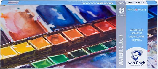 Van Gogh Watercolor Paint Set, Metal Tin, 36-Half Pan