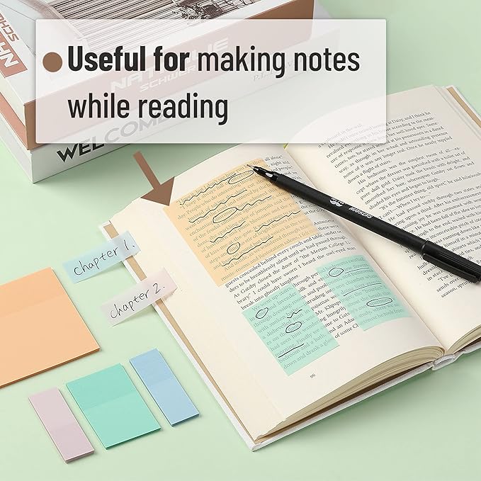 Mr. Pen- Transparent Sticky Notes Set, 200 Sheets, Transparent Sticky Notes and Planner Tabs with Black Fineliner Pen for Bible Study, Office, School, Planning, Journaling & Organization