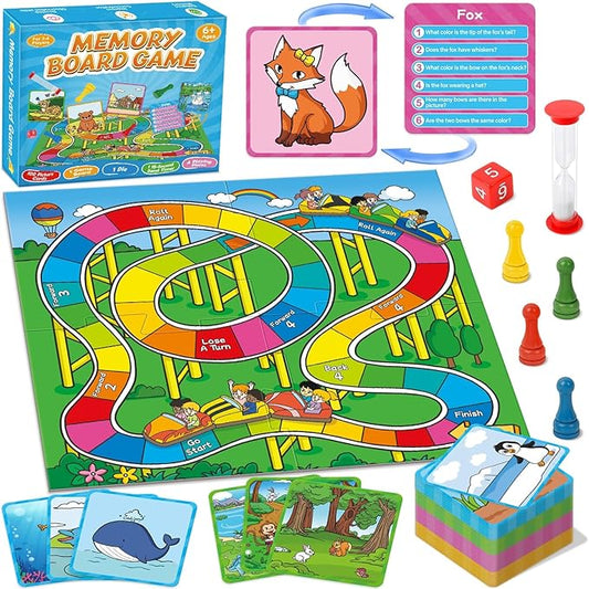 Memory Board Games for Kids, Educational Learning Board Games, Memory Game for Boys and Girls Ages 6+, Fun Educational Toy for Travel Indoor Outdoor Classroom Family Games 2-4 Players