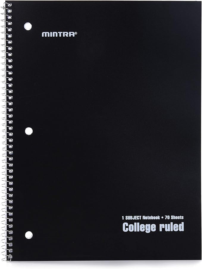 Mintra Office Spiral Notebooks, Wirebound, Journals for School, Work, Business, Aesthetic Stationery, Writing Pads, Teacher & Student Supplies (6, Solid Color, College)