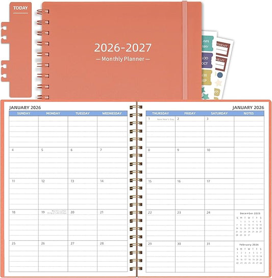 2026-2027 Monthly Planner(7.4'' x 9.6''), 18 Months Agenda Planner from Jan 2026-Jun 2027, Calendar 2026 with Pocket, 120GSM Paper, Pink