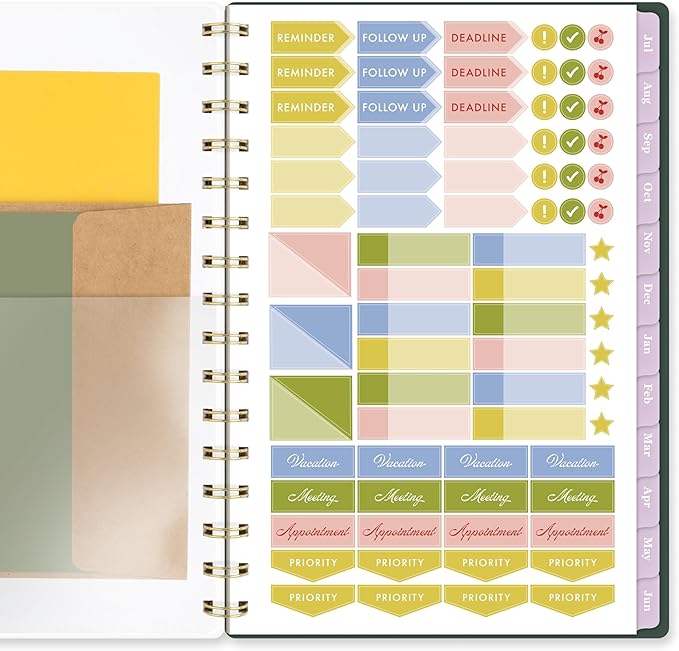 Cambridge Planner 2026-2027 Weekly & Monthly Academic 12-Month July-June, 5-1/2" x 8-1/2", Cherrywood Lane, Piper Stripe (CL19-200A)