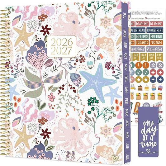 bloom daily planners 2026-2027 (8.5" x 11") Academic Year Day Planner (July 2026 - July 2027) - 13 Months Weekly & Monthly Agenda Organizer with Stickers & Tabs - Seaside Whimsy