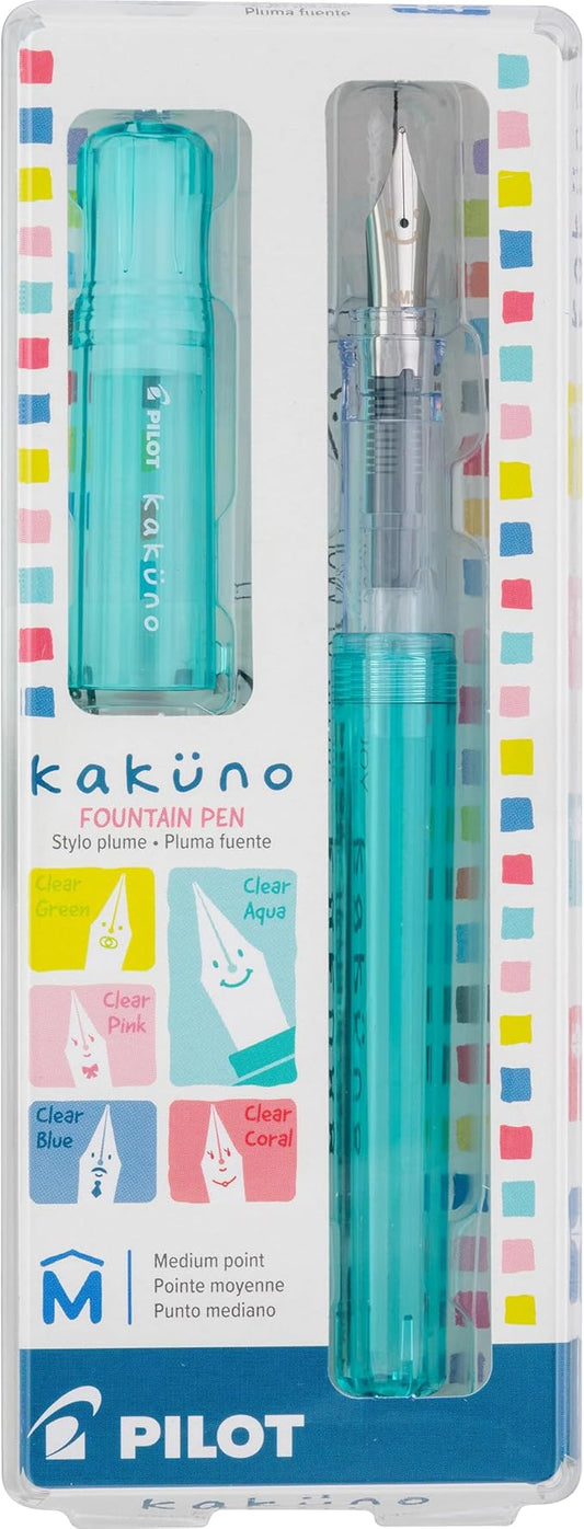 PILOT Kakuno Fountain Pen, Aqua Barrel, Medium Nib