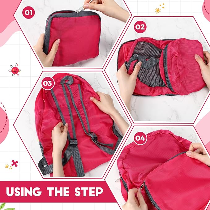 Jexine 10 Pcs Backpacks Bulk 16.5 Inches Lightweight Travel,Rose Red | Basic Book Bags for School Outdoor, Foldable Storage, Ideal Students Adults Commuters, Bulk Backpack Set for Teams