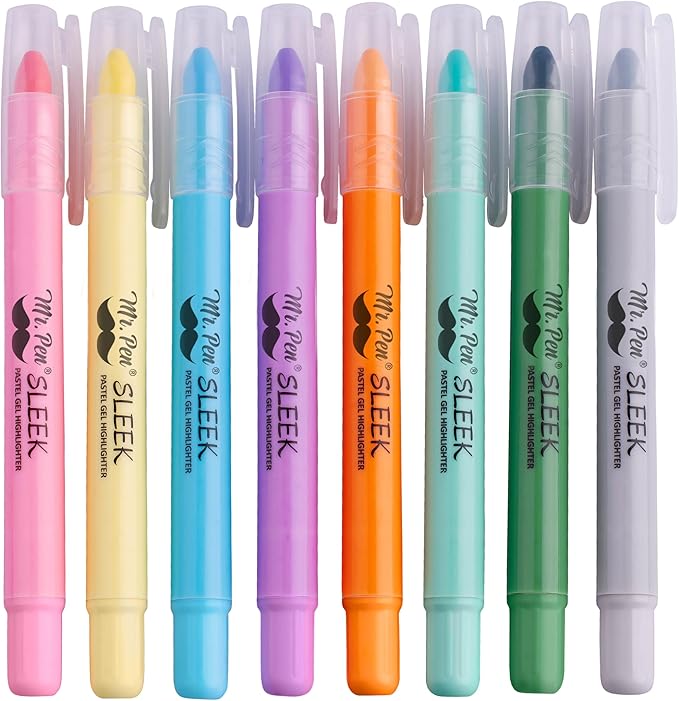 Mr. Pen- No Bleed Gel Highlighters, Assorted Colors, 8 Pack, Bible Highlighters and Pens No Bleed, Bible Markers for Study, Journaling, School Supplies and Accessories