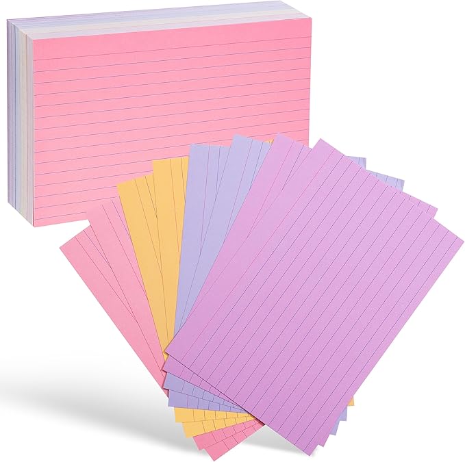 Mr. Pen- Lined Index Cards, 4"x6", 144 Cards, Assorted Colors, Bulk 4x6 Index Cards, Ruled for School, College, Office and Home Organization, Durable Study To Do List Note Cards with Ruled Lines
